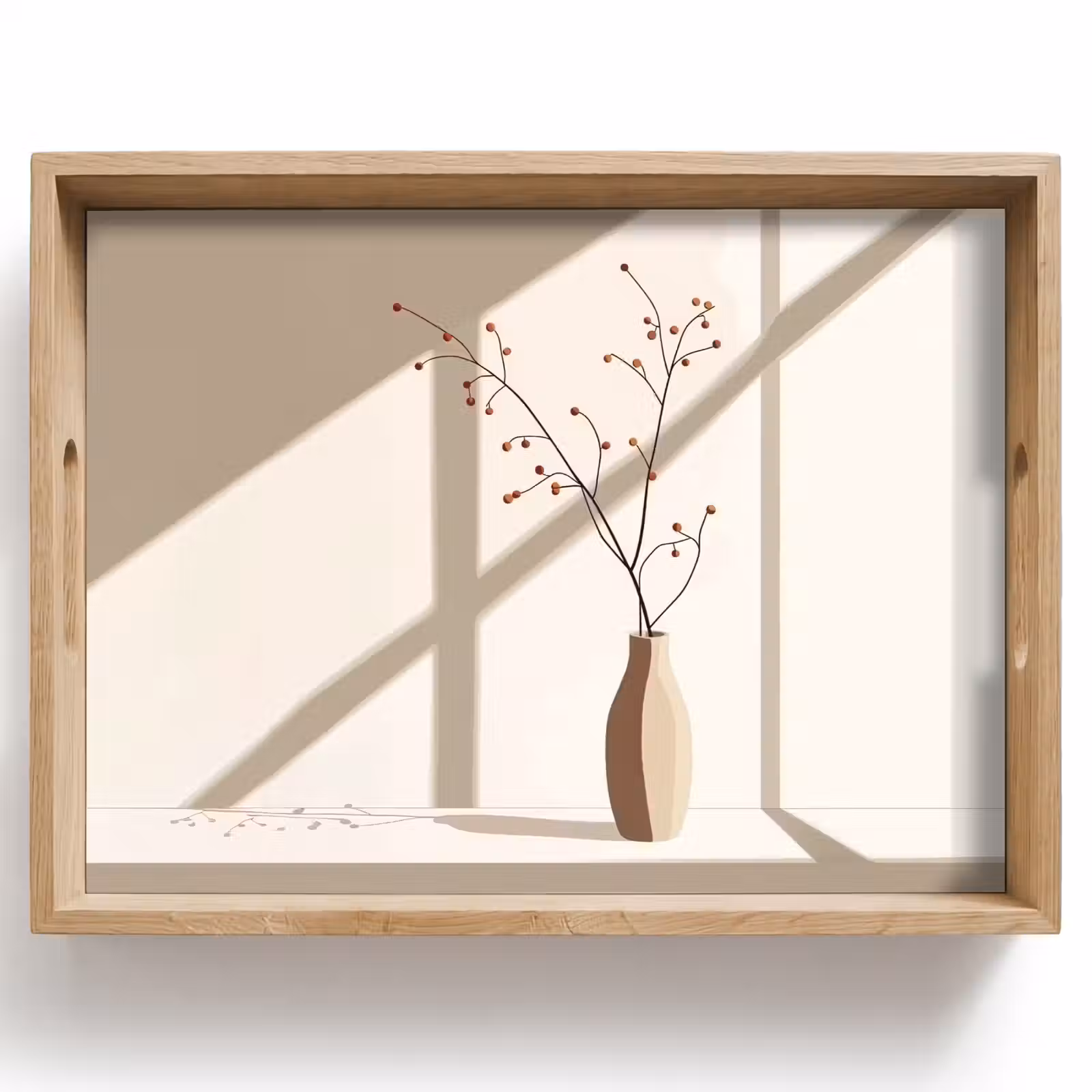Vassoio - Vaso - Rami - Bacche - Minimalista — 1