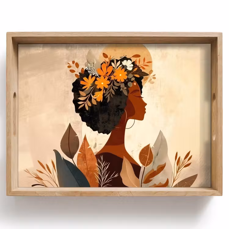 Vassoio - Donna - Ricci - Fiori - Beige — 1