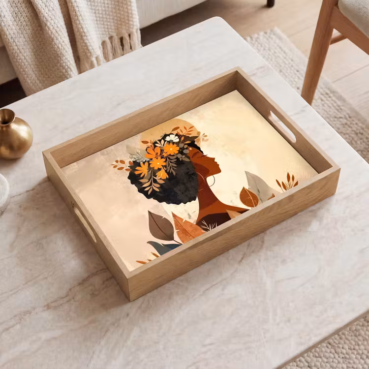 Vassoio - Donna - Ricci - Fiori - Beige — 2