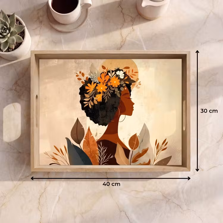 Vassoio - Donna - Ricci - Fiori - Beige — 7