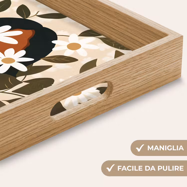 Vassoio - Illustrazione - Donna - Margherite - Bianco — 8