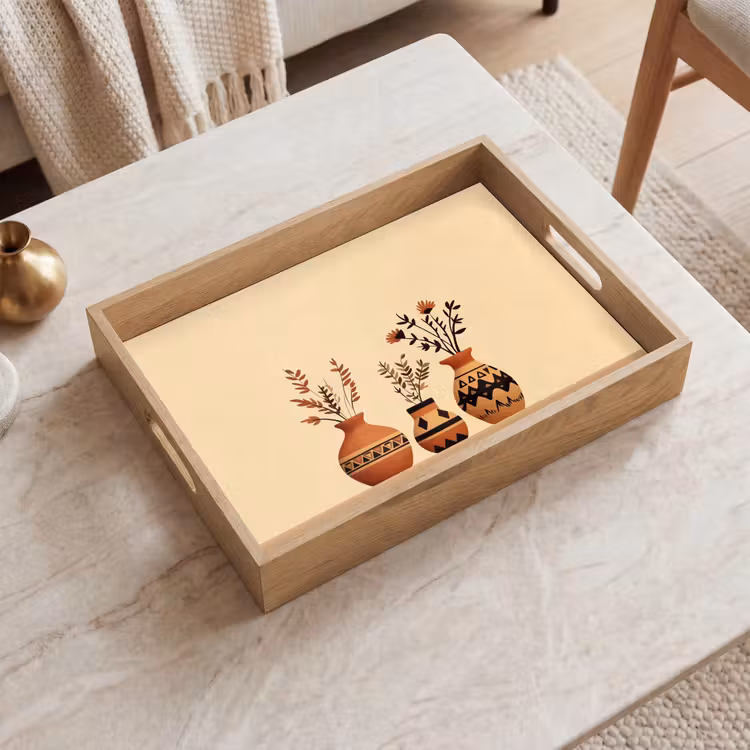 Vassoio - Vasi - Fiori - Foglie - Minimalista — 2