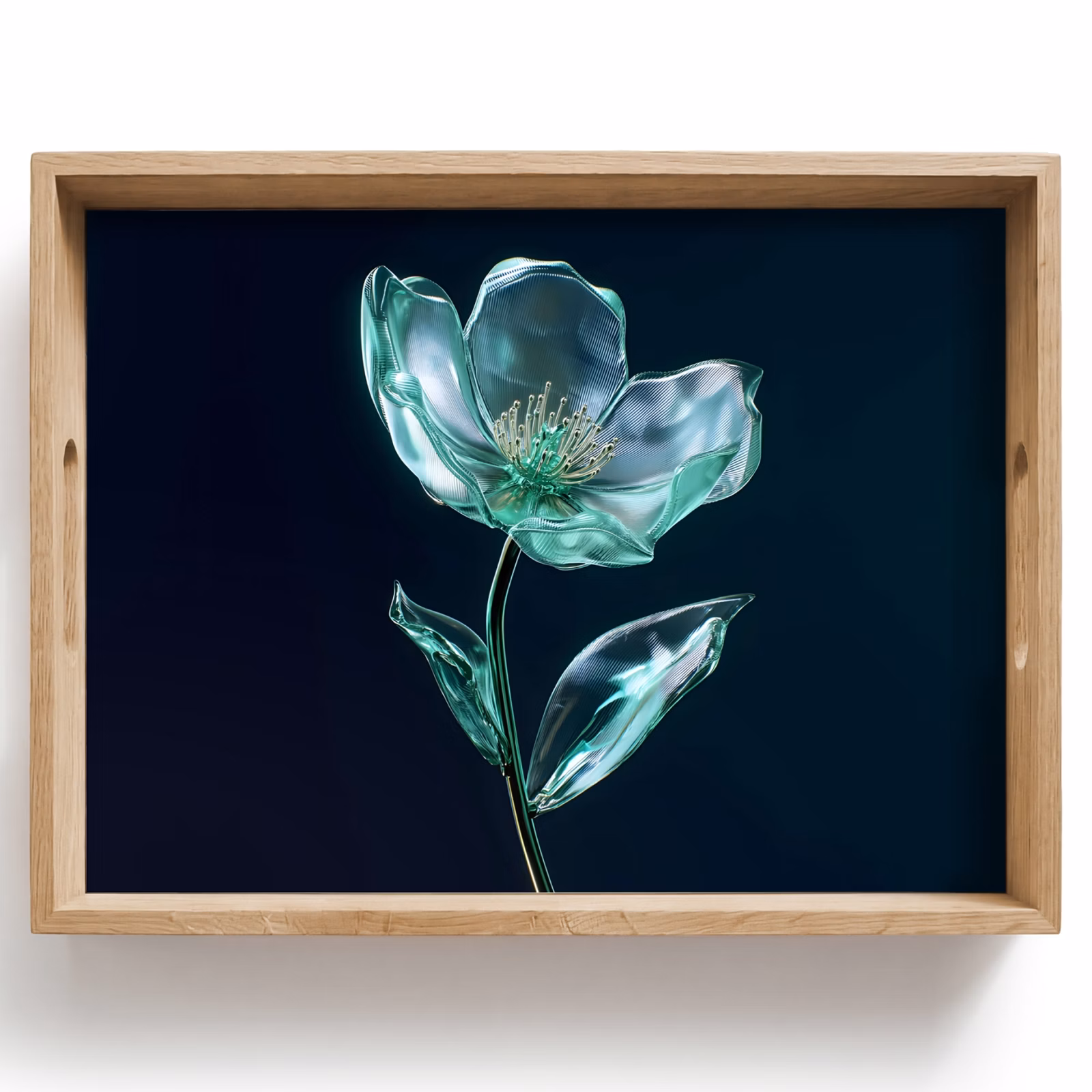 Vassoio - Foglie - Fiore - Occhiali - Blu scuro — 1