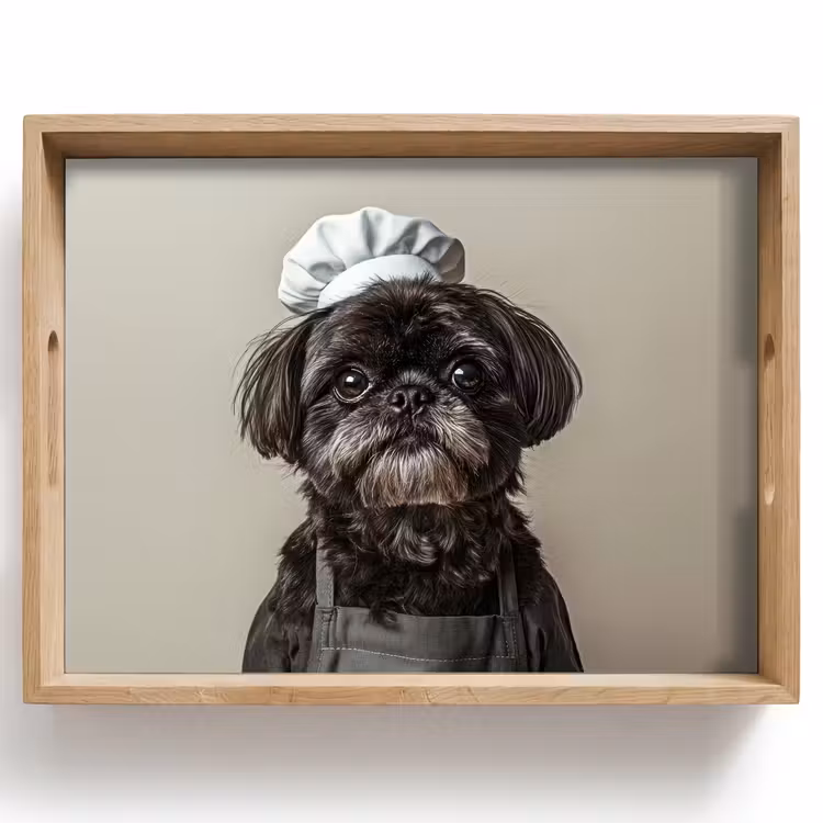 Vassoio - Abbigliamento da cuoco - Nero - Cane — 1