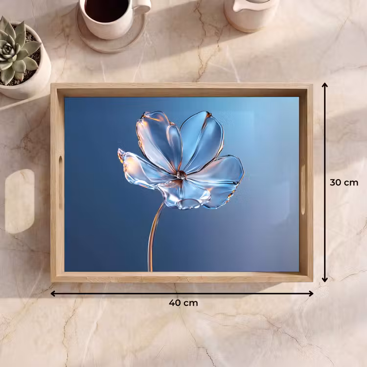 Vassoio - Blu - Fiore - Occhiali - Ornati — 7