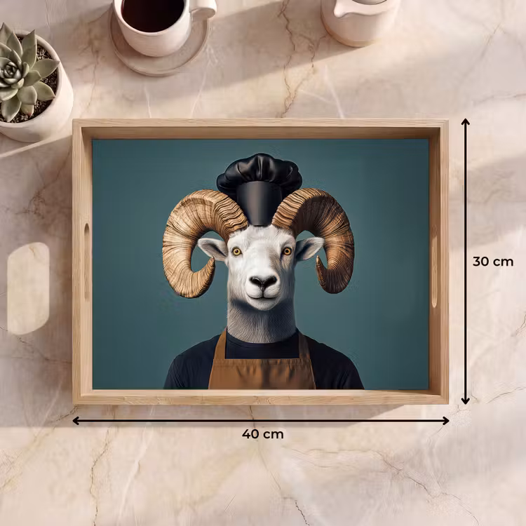 Vassoio - Capra - Corna - Abbigliamento da cucina — 7