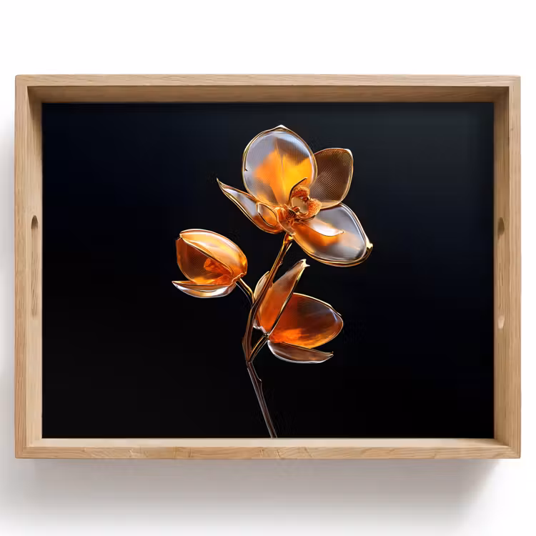 Vassoio - Fiore - Orchidea - Arancione — 1