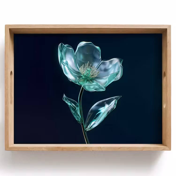 Vassoio - Foglie - Fiore - Occhiali - Blu scuro — 1