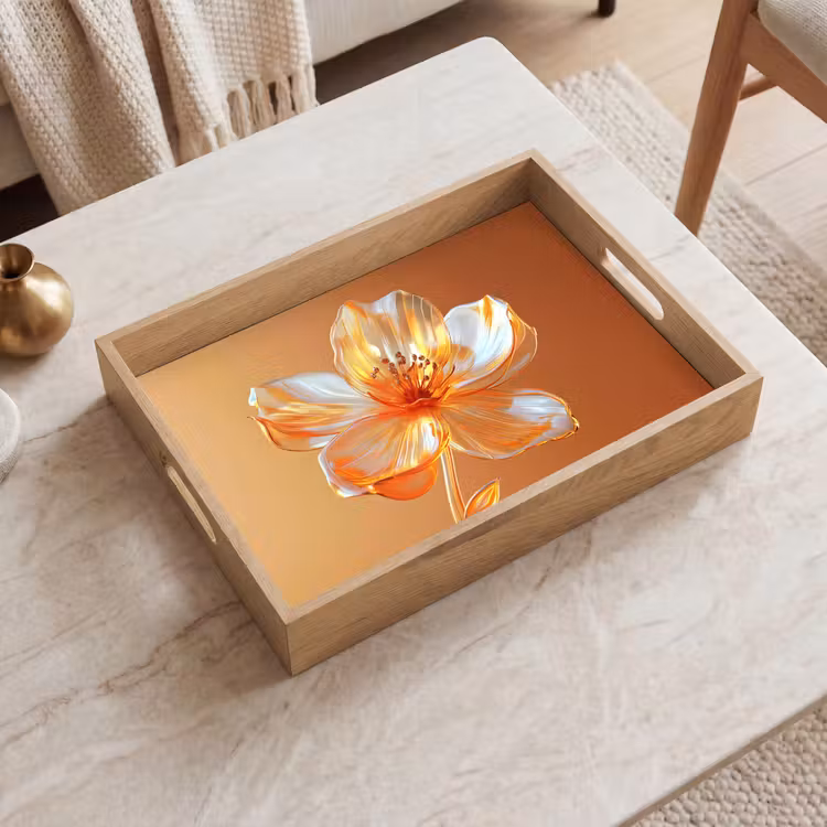 Vassoio - Occhiali - Fiore - Arancione — 2
