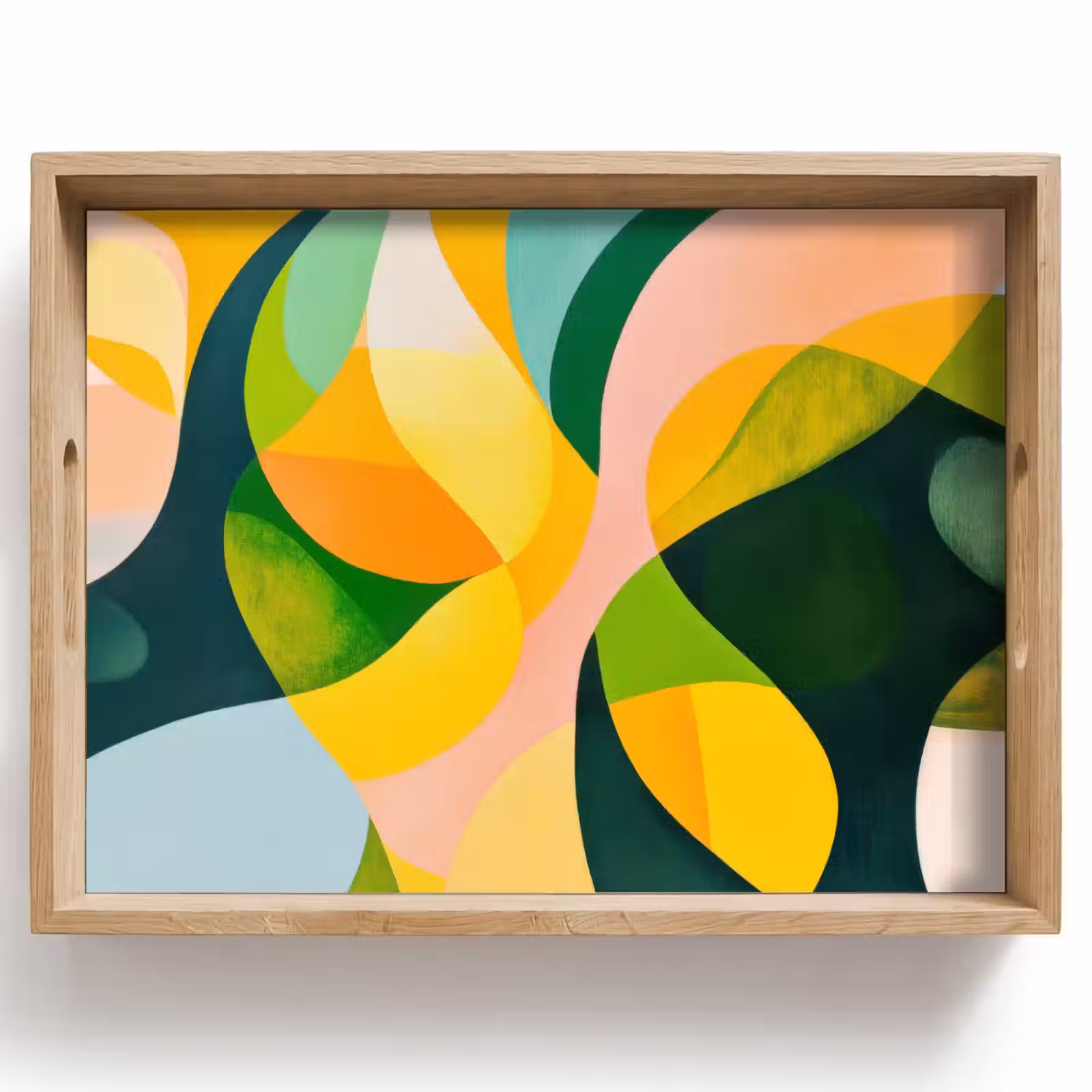 Vassoio - Astratto - Giallo - Rosa - Verde — 1