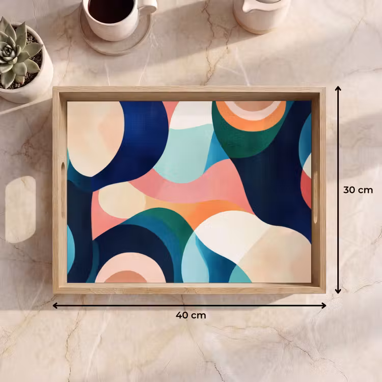 Vassoio - Astratto - Blu - Rosa — 7