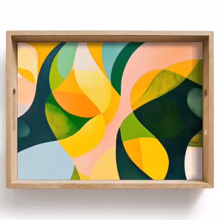 Vassoio - Astratto - Giallo - Rosa - Verde — 1