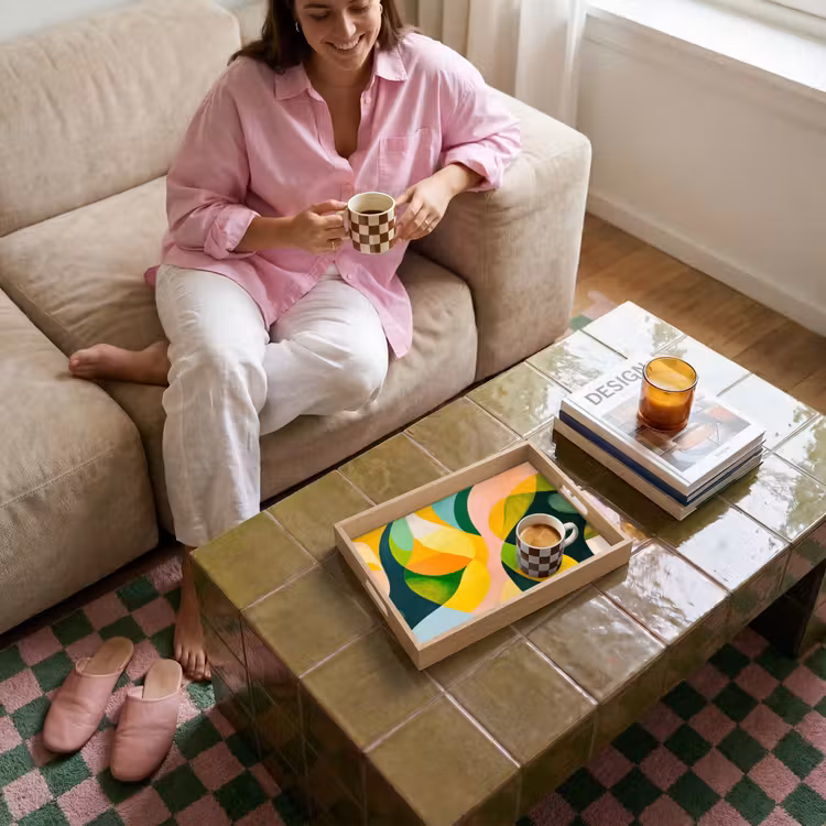 Vassoio - Astratto - Giallo - Rosa - Verde — 4