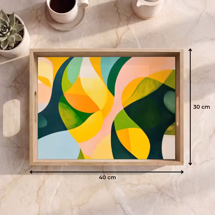 Vassoio - Astratto - Giallo - Rosa - Verde — 7