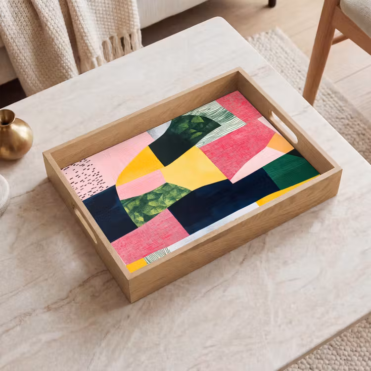 Vassoio - Astratto - Rosa - Forme - Giallo — 2