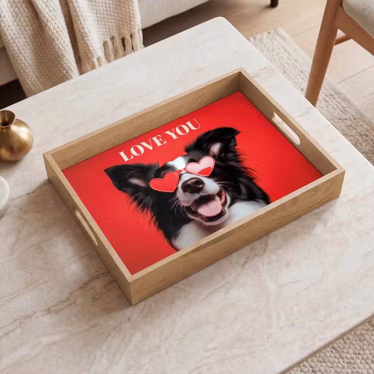 Vassoio - Cane - Occhiali a cuore - Loveyou - Rosso — 2