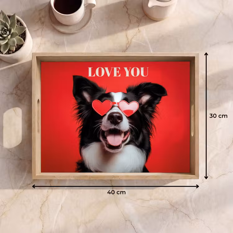 Vassoio - Cane - Occhiali a cuore - Loveyou - Rosso — 7