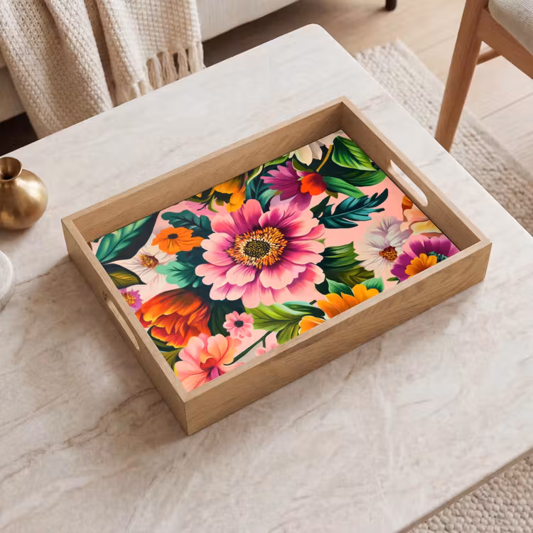 Vassoio - Fiori - Colorati - Rosa — 2