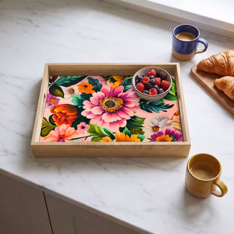 Vassoio - Fiori - Colorati - Rosa — 3