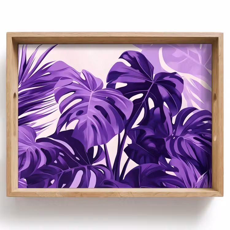 Vassoio - Foglie - Viola - Tropicale - Astratto — 1