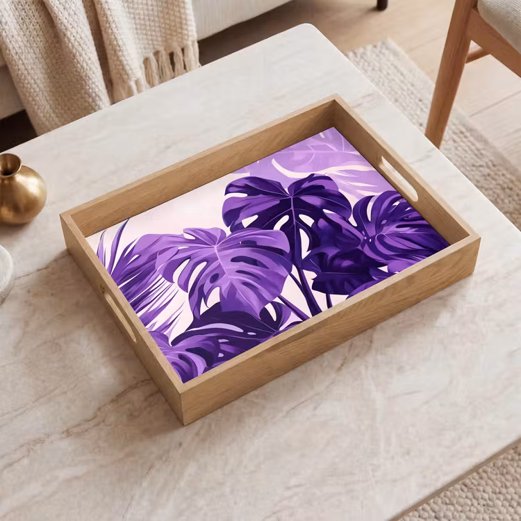 Vassoio - Foglie - Viola - Tropicale - Astratto — 2