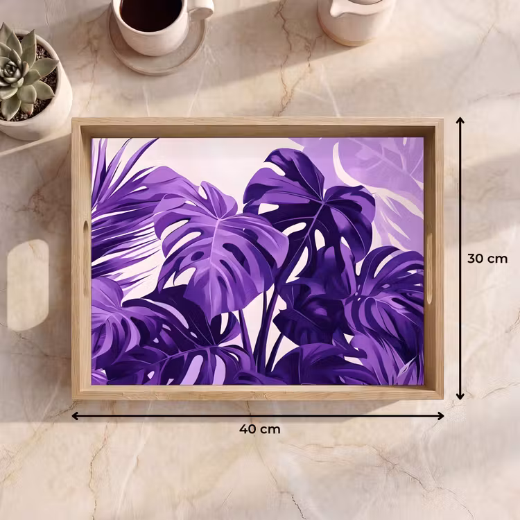Vassoio - Foglie - Viola - Tropicale - Astratto — 7