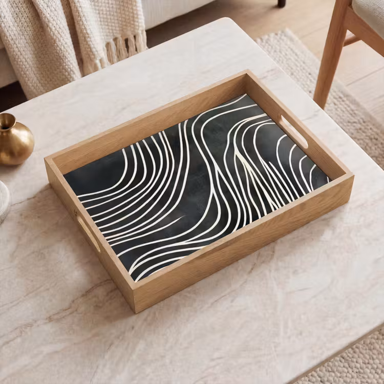 Vassoio - Linee - Motivo - Astratto - Bianco — 2