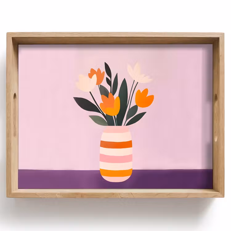 Vassoio - Tulipani - Vaso - Strisce - Viola — 1