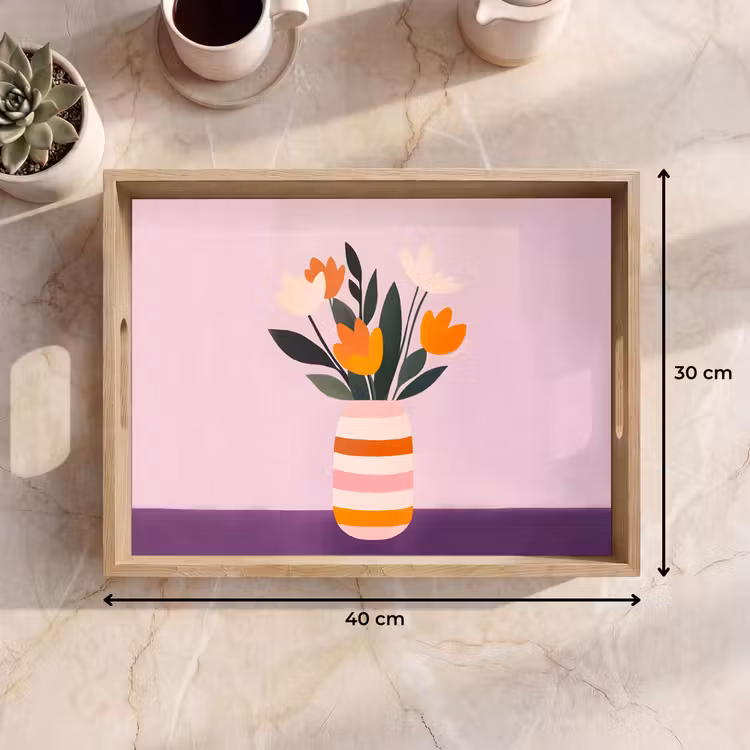 Vassoio - Tulipani - Vaso - Strisce - Viola — 7