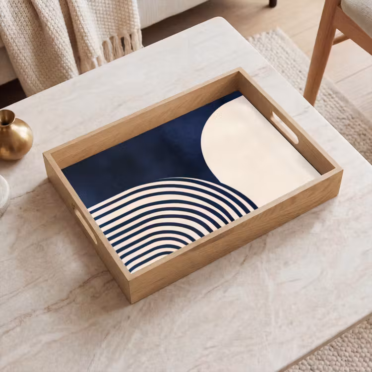 Vassoio - Blu scuro - Astratto - Linee — 2
