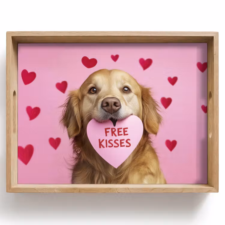 Vassoio - Cane - Bacio - San Valentino - Cuori — 1
