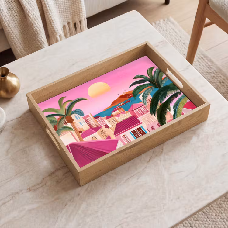 Vassoio - Città - Rosa - Palme — 2