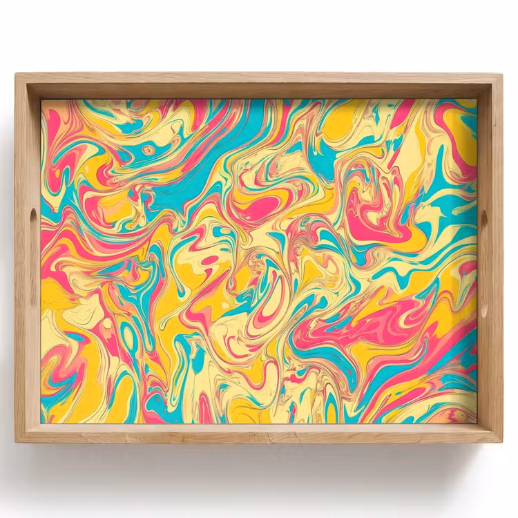 Vassoio - Giallo - Rosa - Blu - Retrò — 1