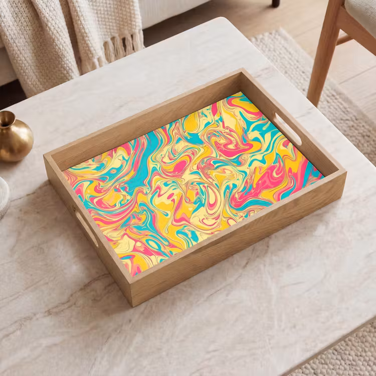 Vassoio - Giallo - Rosa - Blu - Retrò — 2