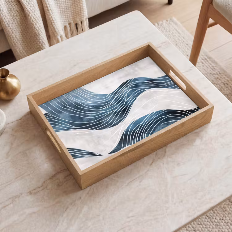 Vassoio - Linee - Onde - Astratto - Blu — 2