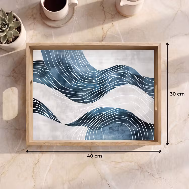 Vassoio - Linee - Onde - Astratto - Blu — 7