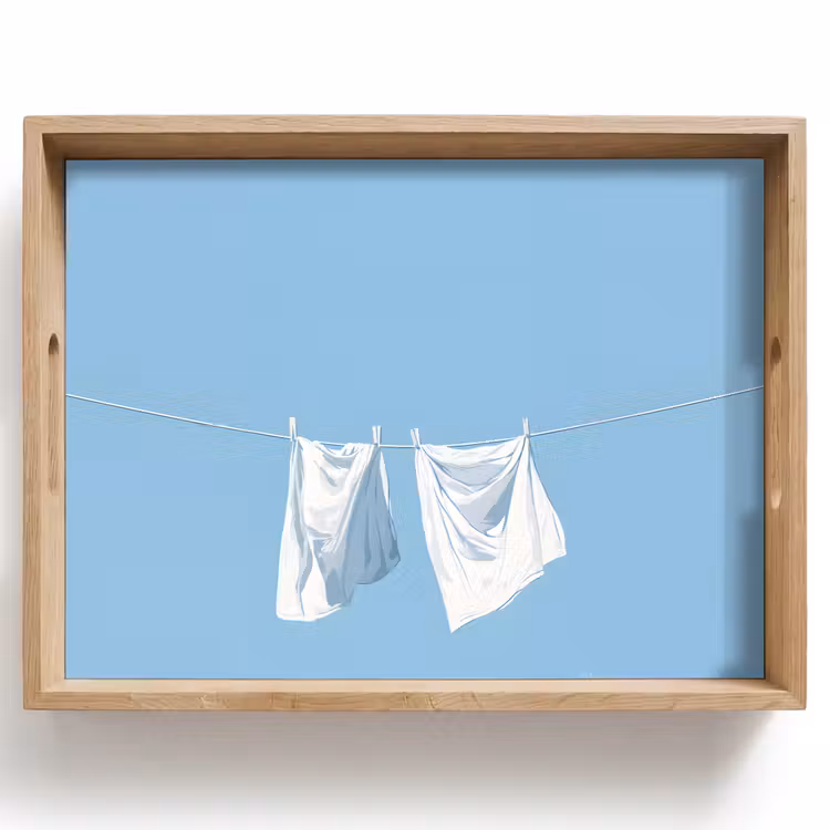 Vassoio - Lenzuola - Stendibiancheria - Blu - Minimalista — 1