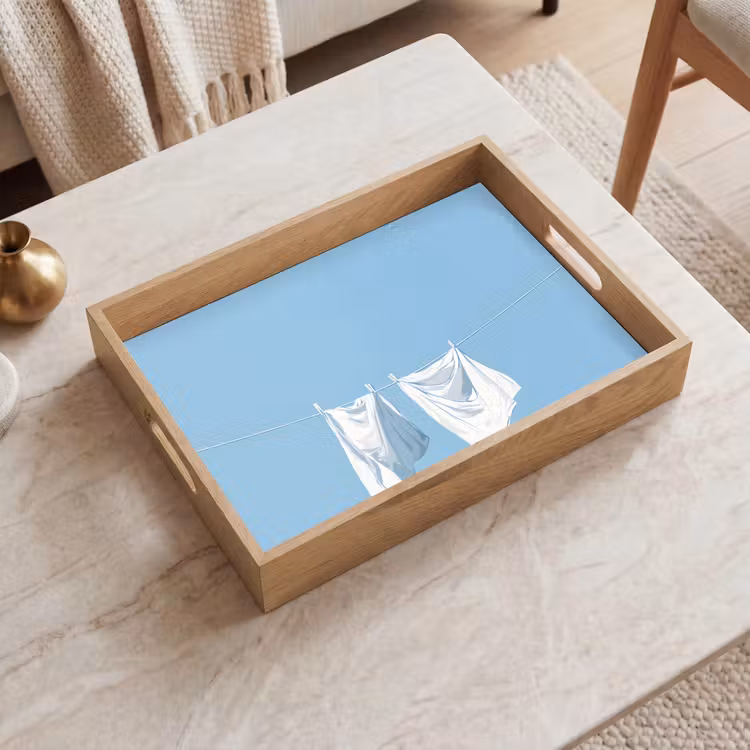 Vassoio - Lenzuola - Stendibiancheria - Blu - Minimalista — 2