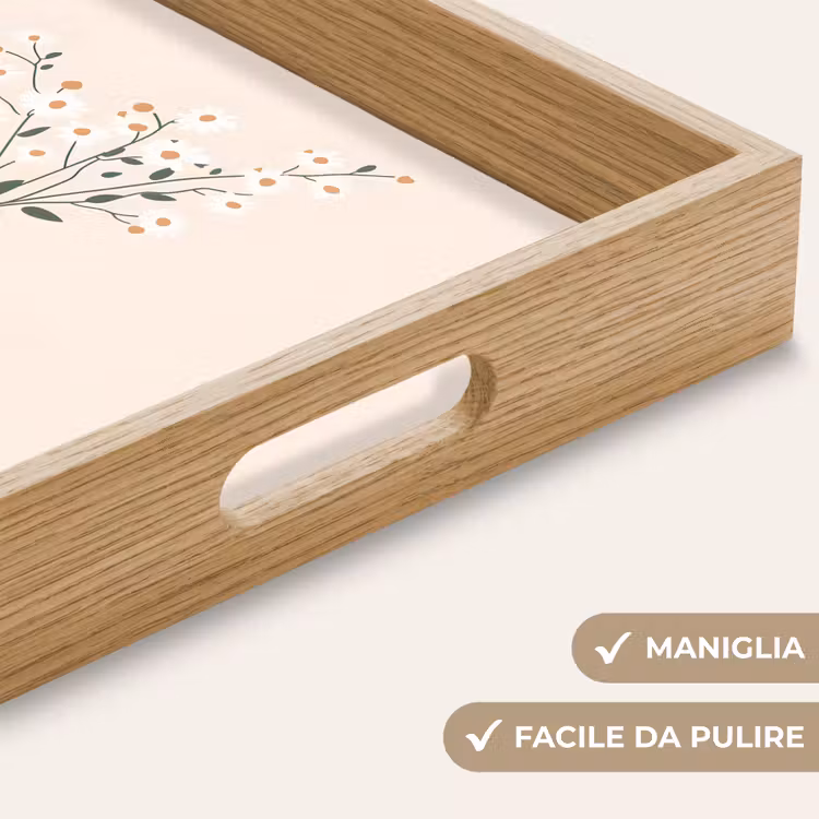 Vassoio - Vaso - Fiori - Margherite - Beige — 8