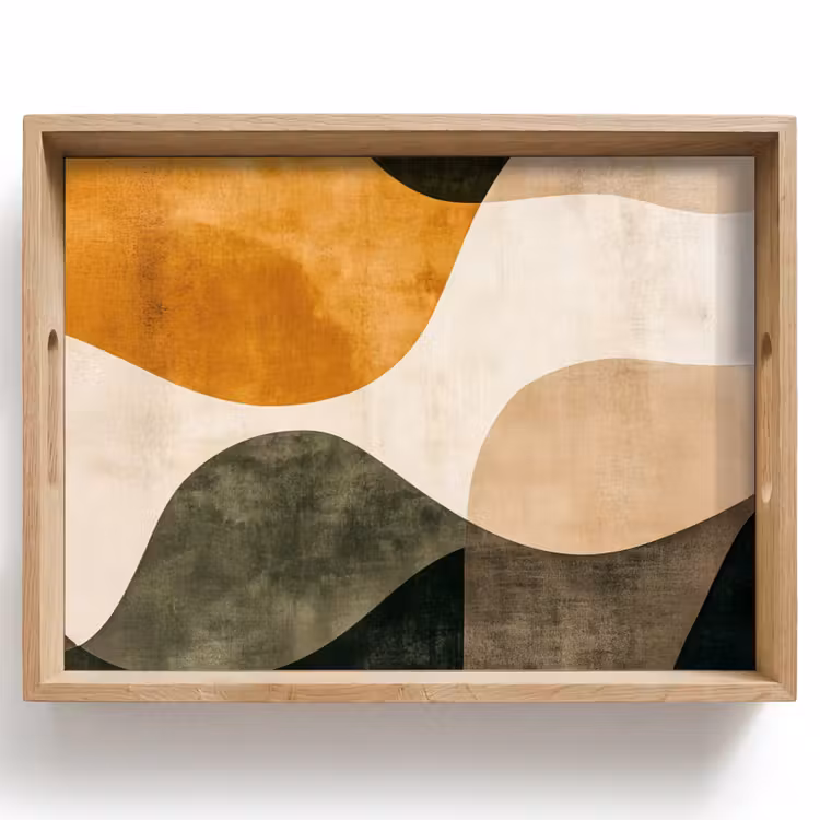 Vassoio - Forme - Giallo ocra - Astratto — 1