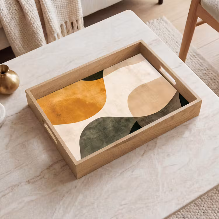 Vassoio - Forme - Giallo ocra - Astratto — 2