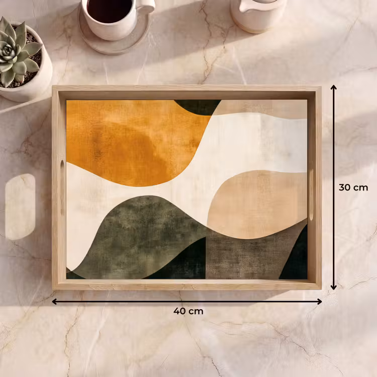 Vassoio - Forme - Giallo ocra - Astratto — 7
