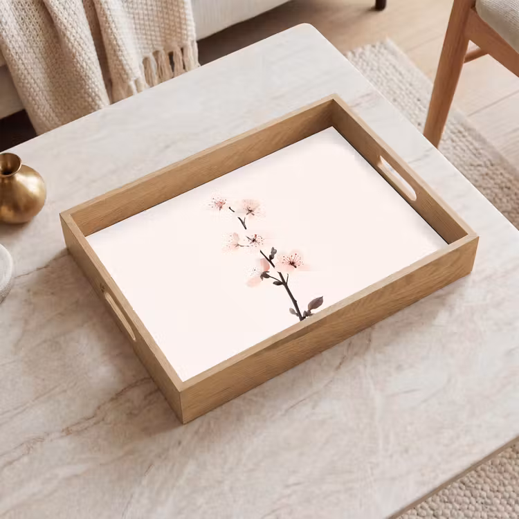 Vassoio - Minimalista - Fiore - Ramo - Rosa — 2