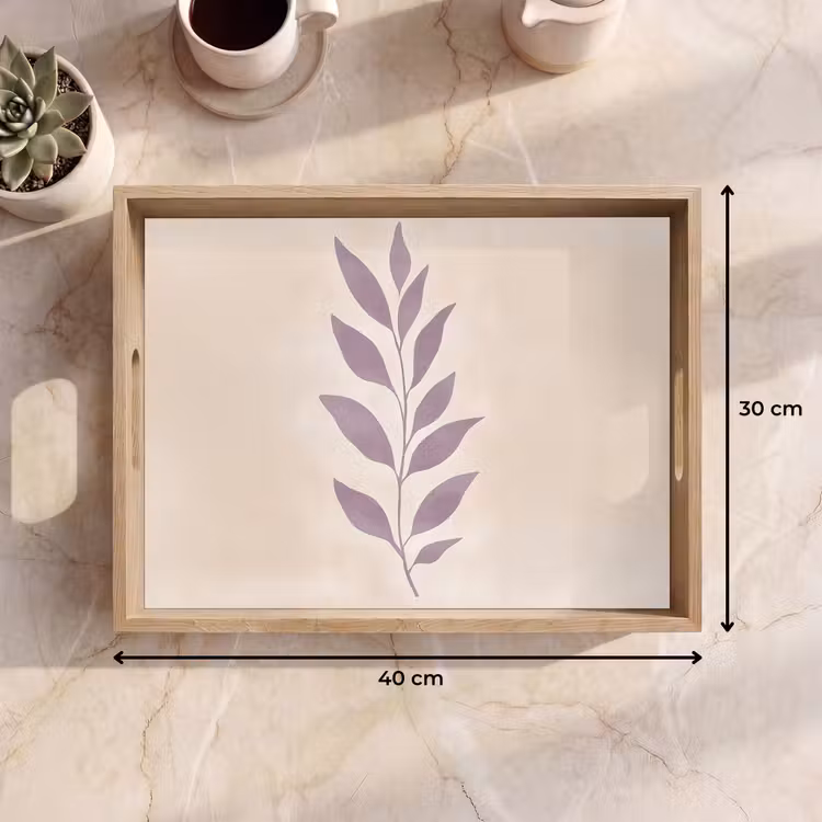 Vassoio - Ramo - Foglie - Minimalista - Beige — 7