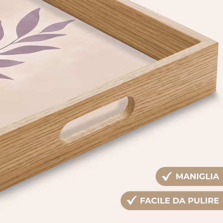 Vassoio - Ramo - Foglie - Minimalista - Beige — 8