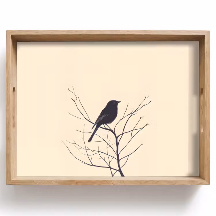 Vassoio - Uccello - Nero - Ramo - Minimalista — 1
