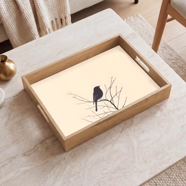 Vassoio - Uccello - Nero - Ramo - Minimalista — 2