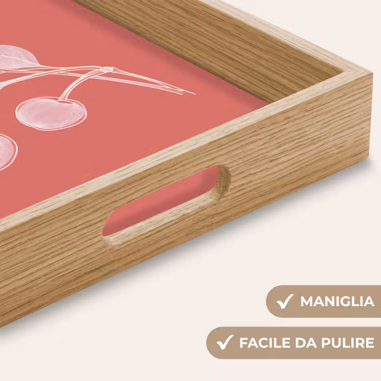 Vassoio - Illustrazione della linea - Ciliegio - Ramo - Bianco — 8