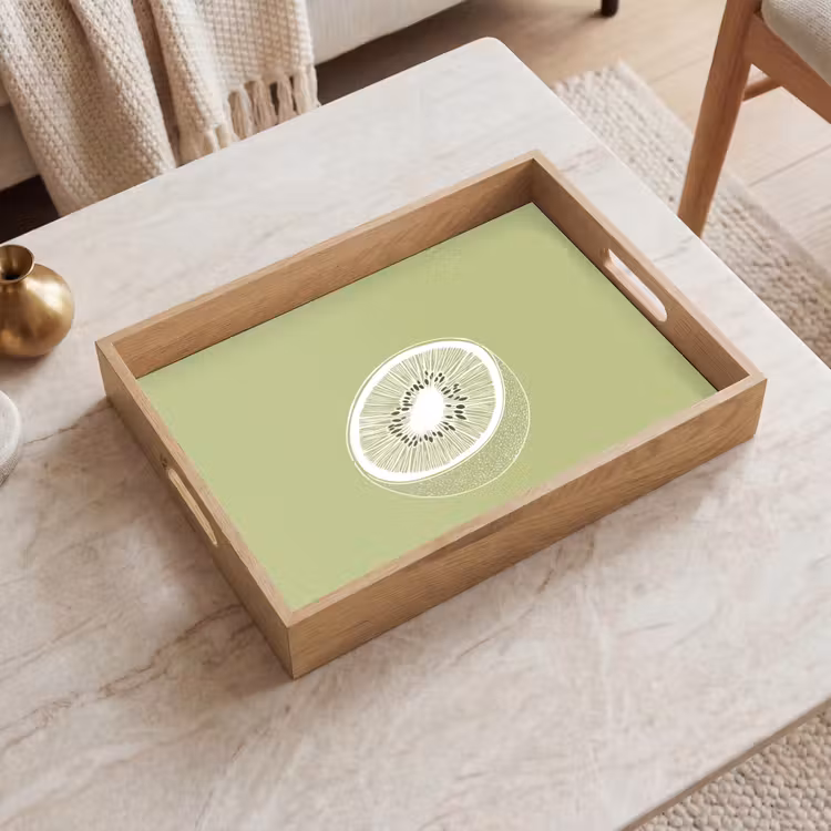 Vassoio - Kiwi - Disegno a linee - Minimalista - Verde — 2