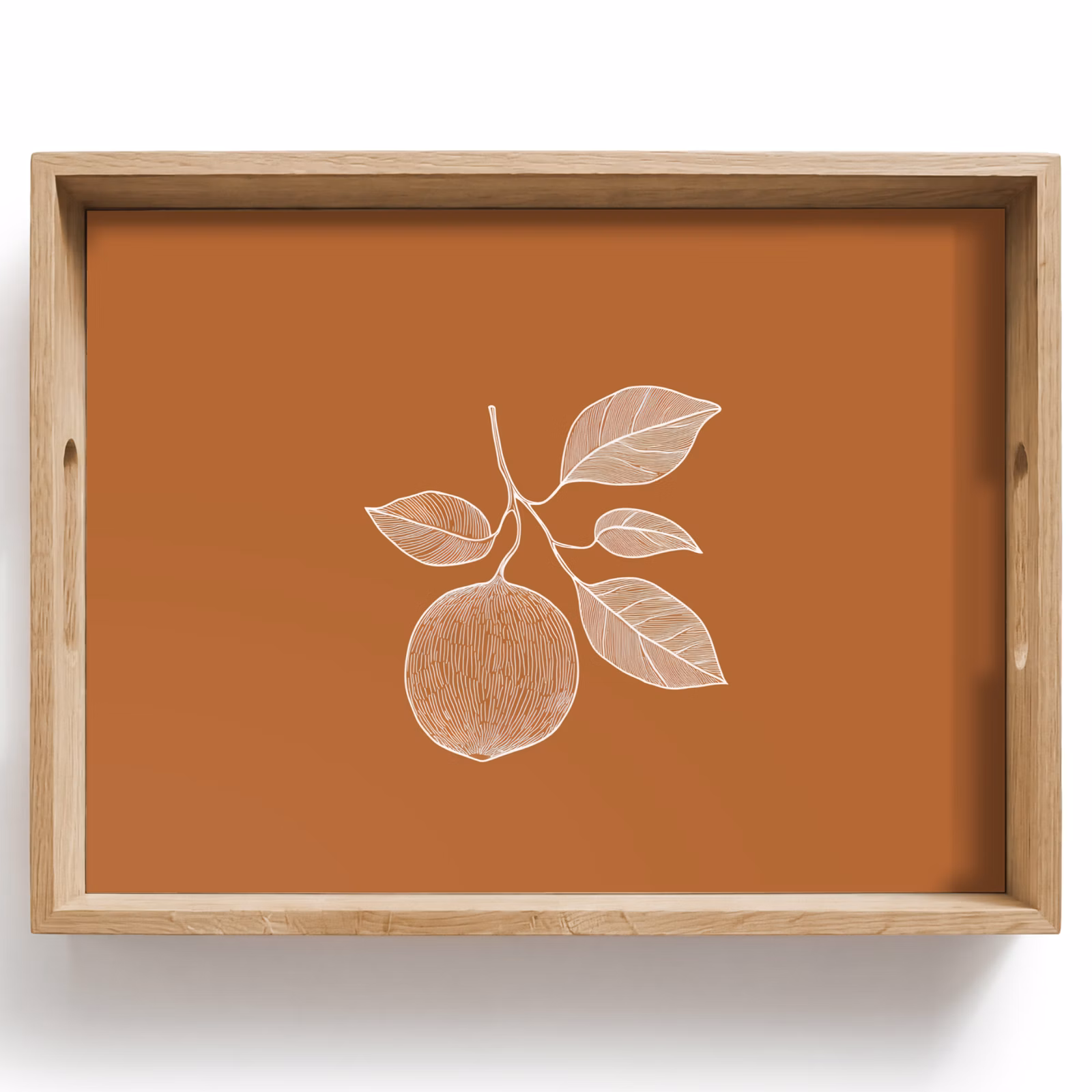 Vassoio - Arancione - Disegnato - Foglie - Marrone — 1